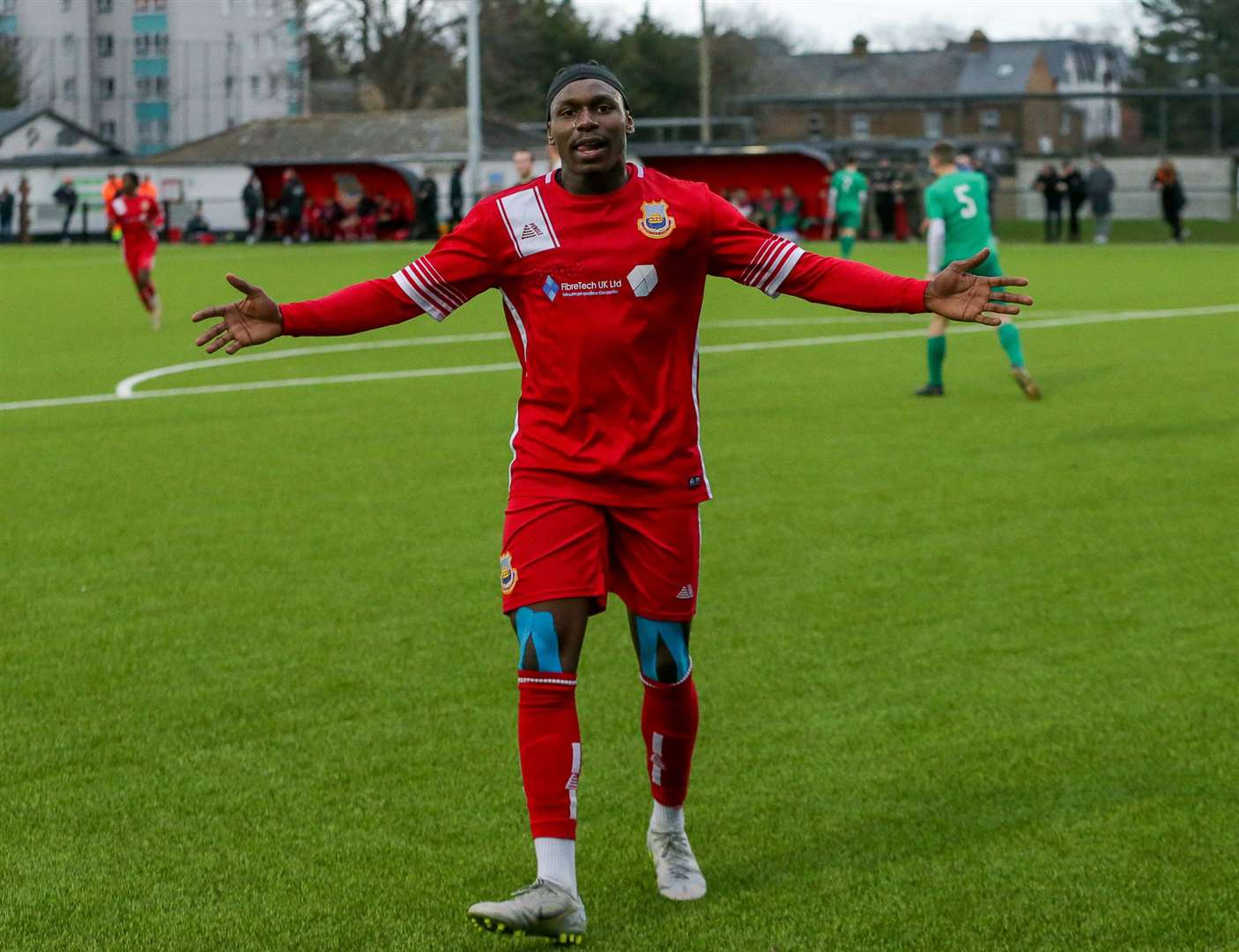 Jefferson Aibangbee celebrates his goal. Picture: Les Biggs