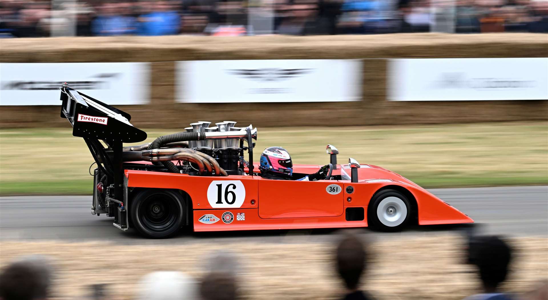 Jake Hill gets up to speed in the 1970 Shadow MK1 'Mosport' Can Am car. Picture: Simon Hildrew