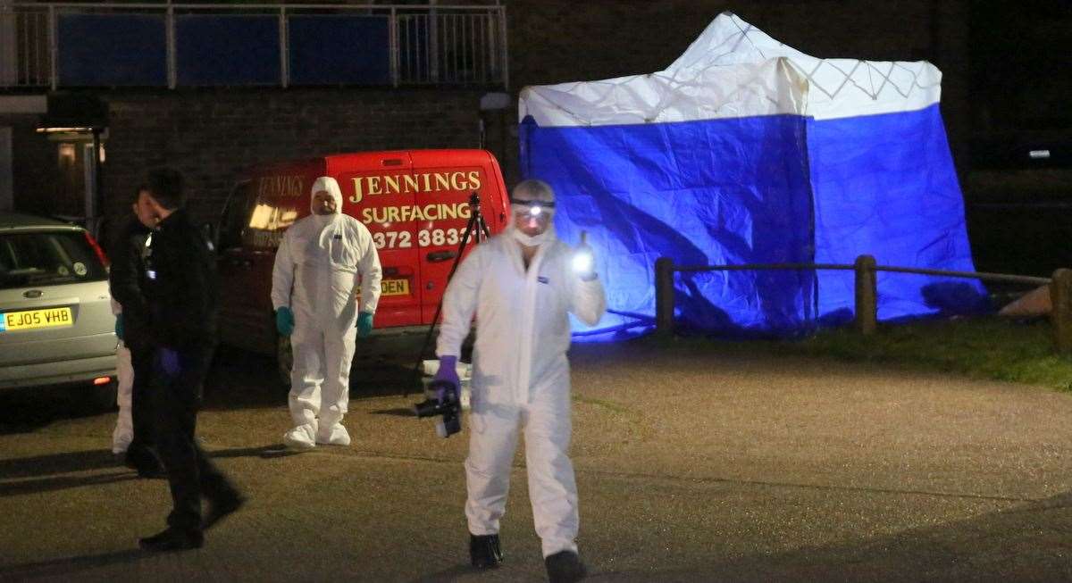 Police at the scene in Cambridge Crescent