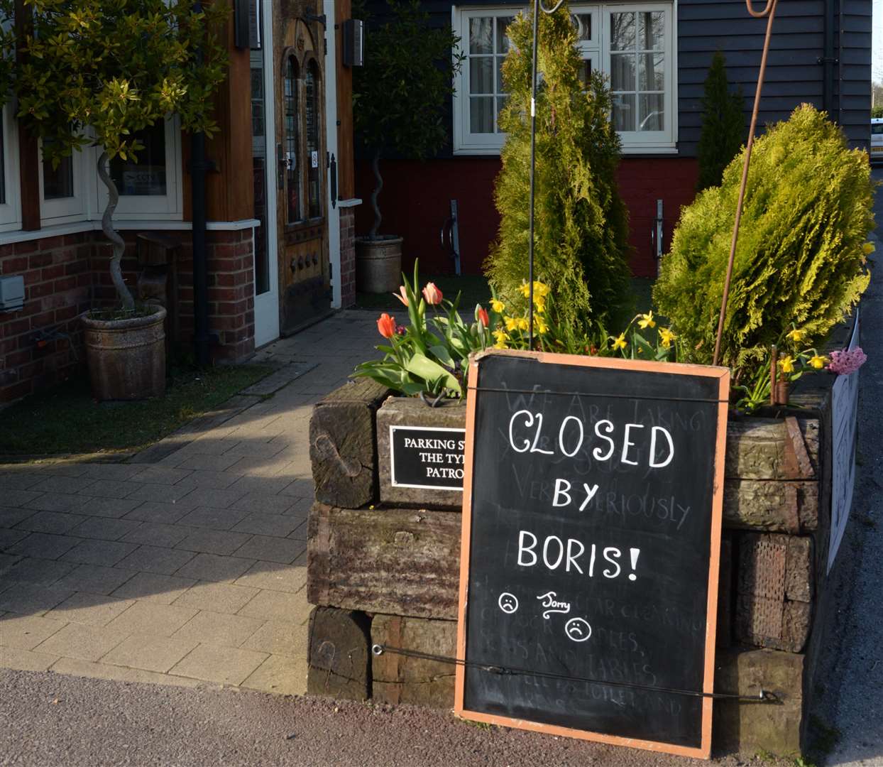 A sign spotted outside The Tyler's Kiln at Tyler Hill during March 2020 following the breakout of the pandemic. Picture: Chris Davey