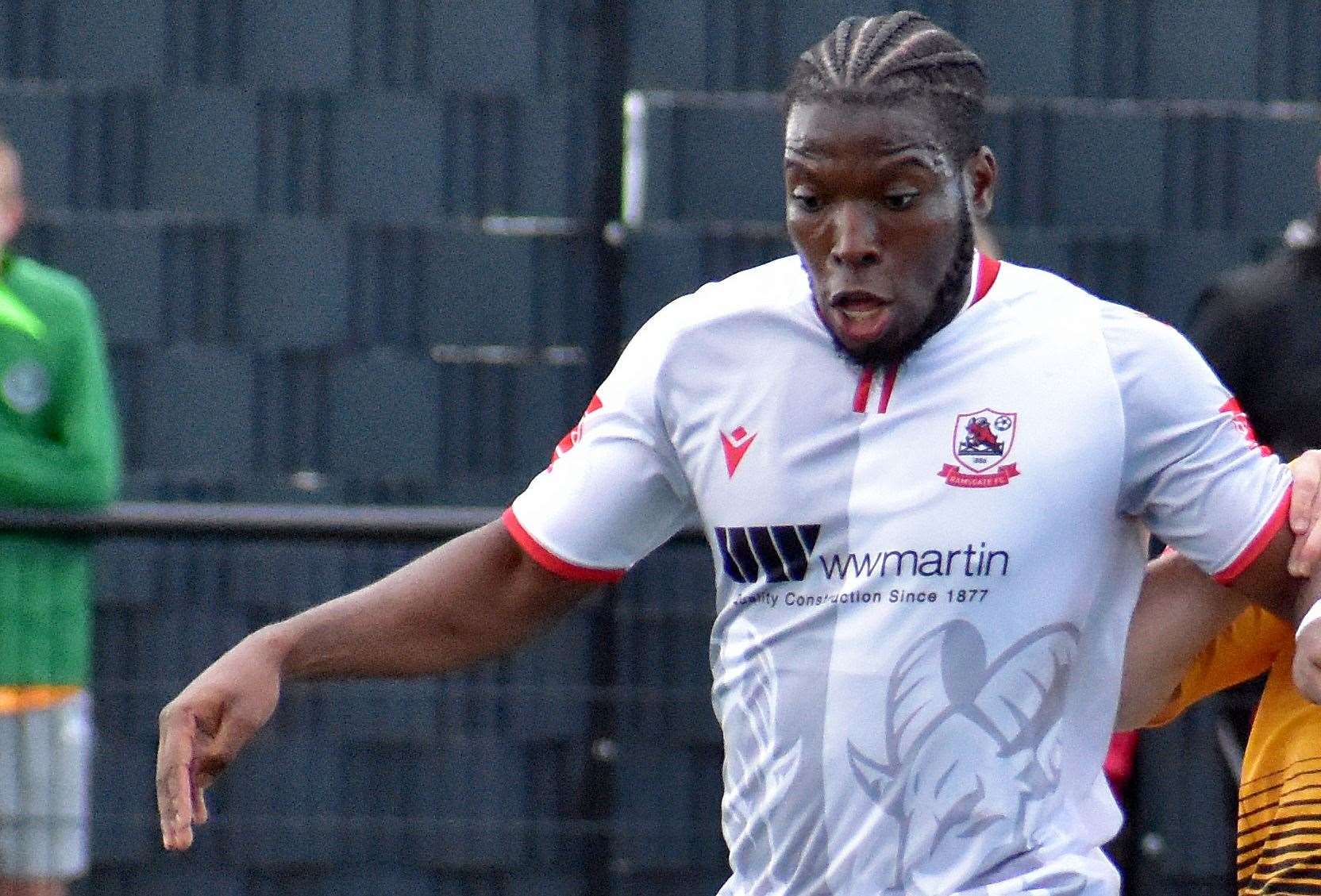 Ramsgate midfielder Bode Anidugbe – was at the double in their 5-1 FA Cup victory at Chatham. Picture: Randolph File