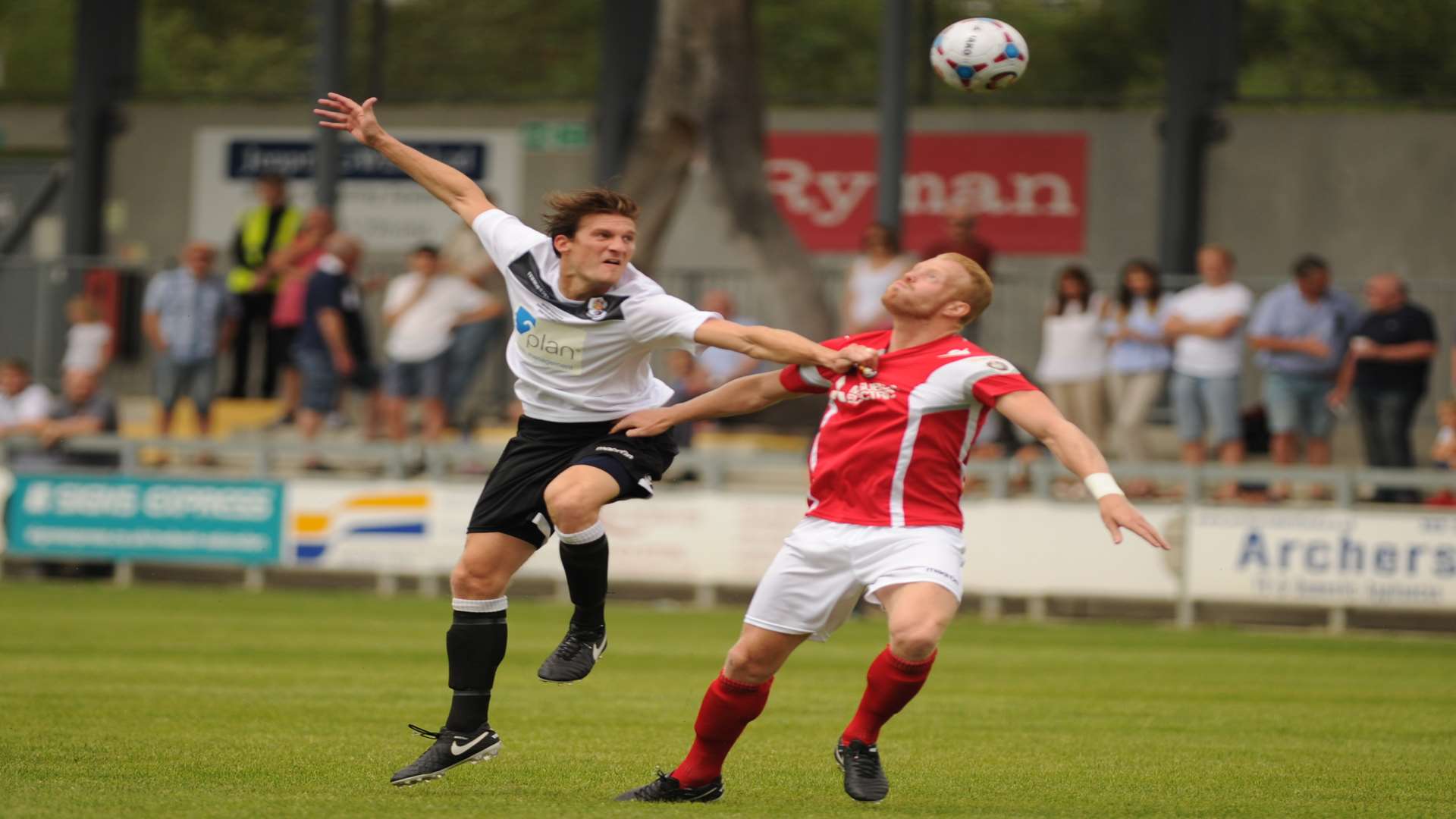 Tom Bradbrook challenges Kenny Clark in the air Picture: Steve Crispe