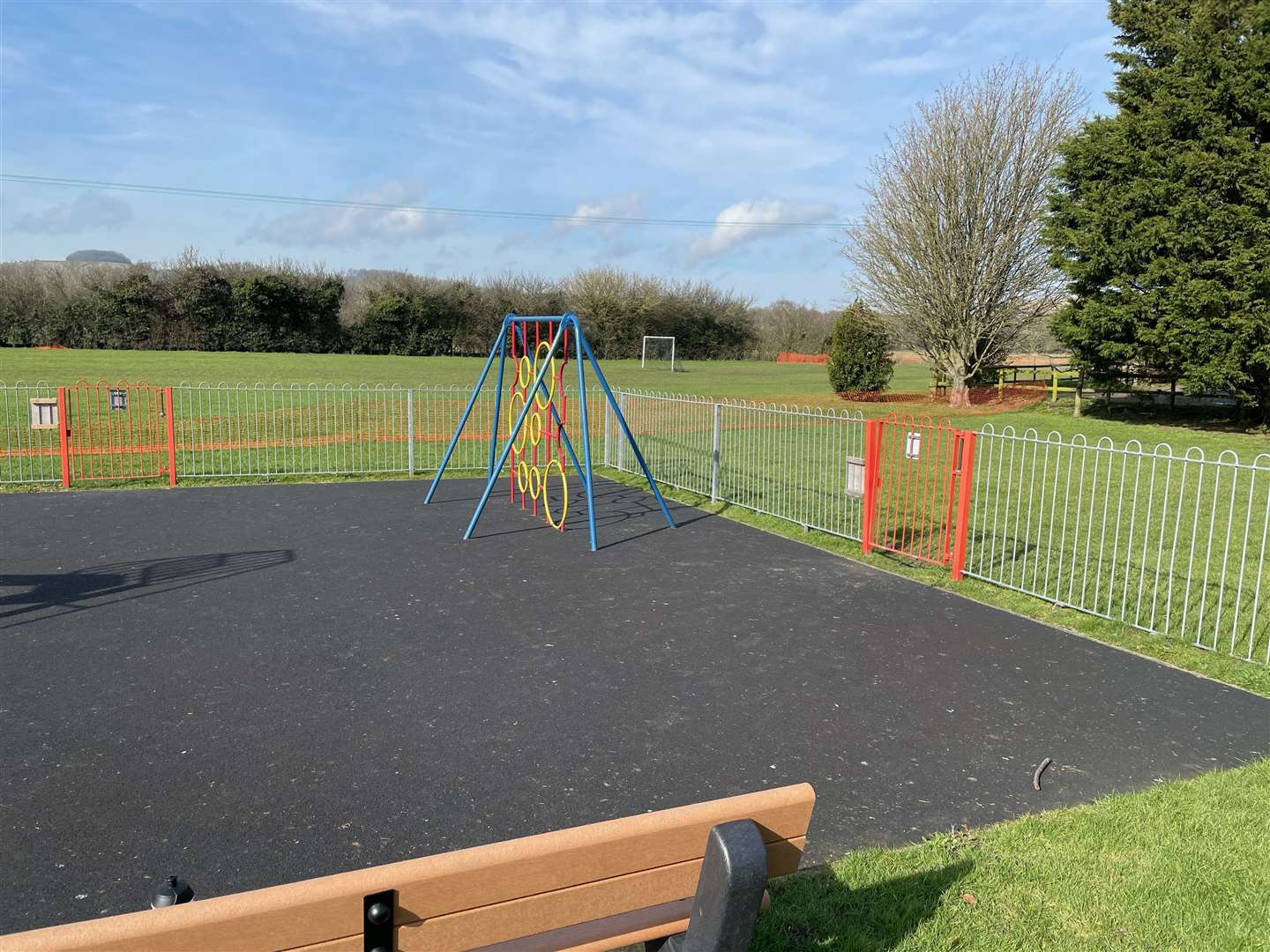 The brown water is near a children's play park. Picture: Geoff Arnold