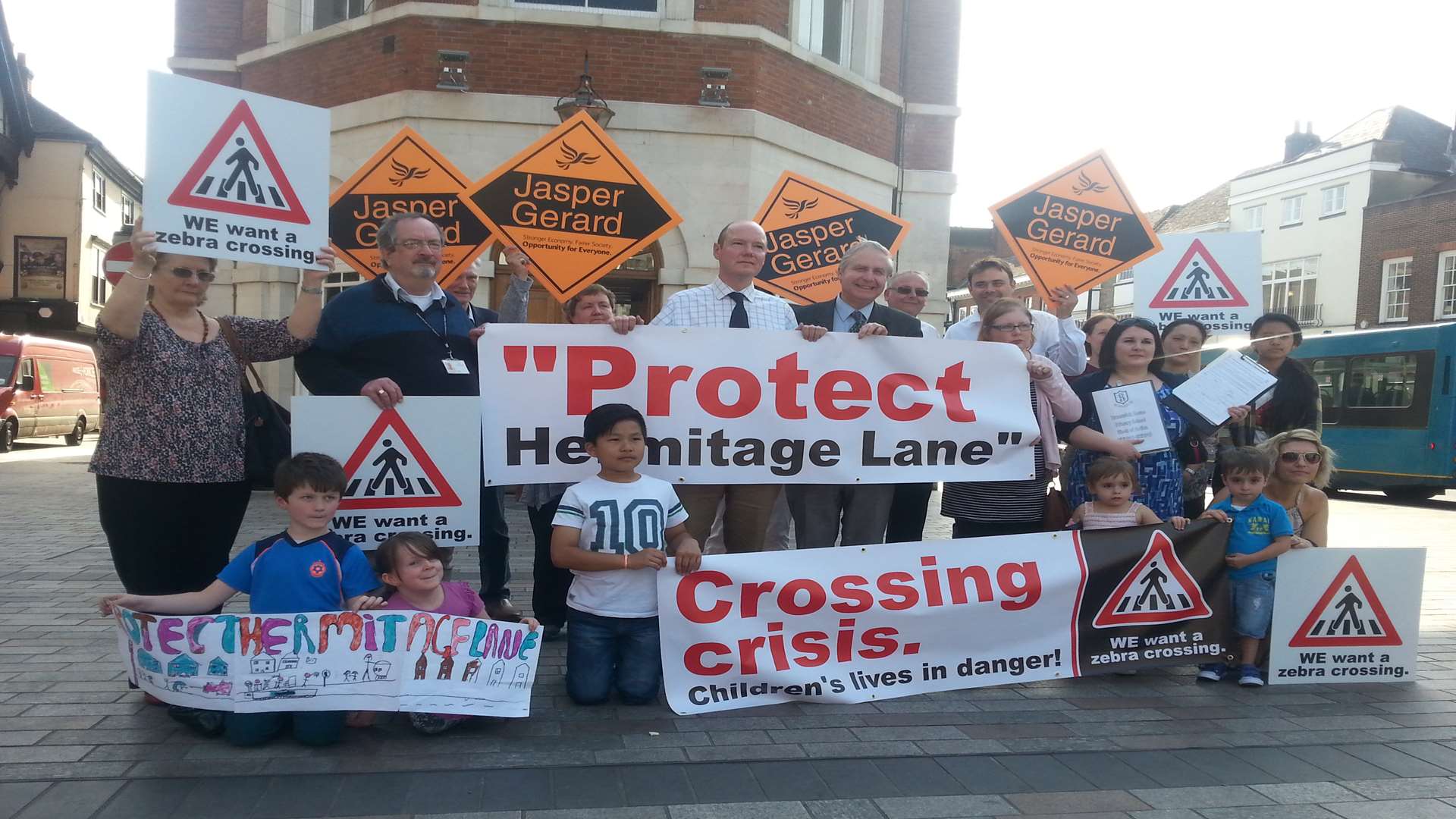 The protesters outside the Town Hall