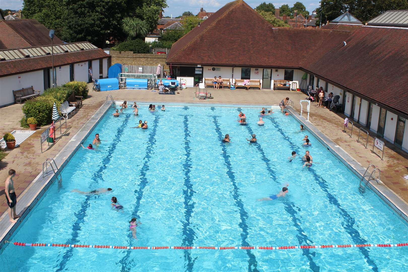 A view of the outdoor pools from the top diving board. Picture: Poppy Boorman/Faversham Pools