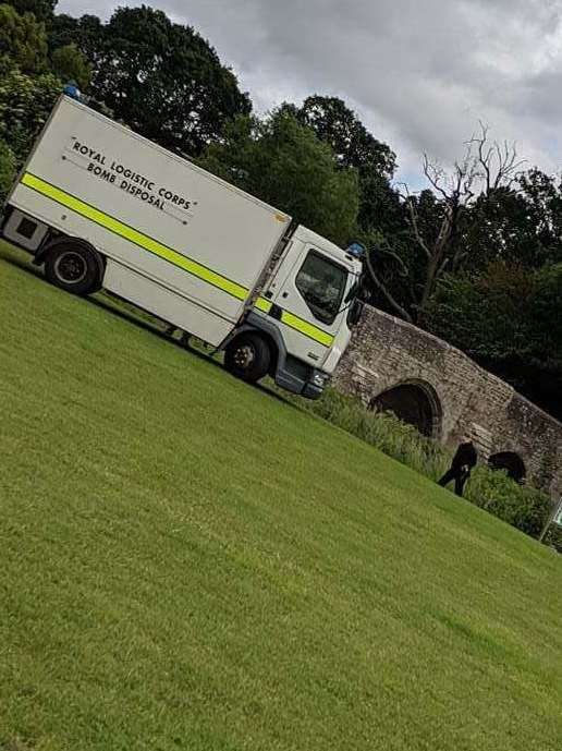 Bomb disposal teams at Teston Bridge Country Park. Picture courtesy of Tom Place