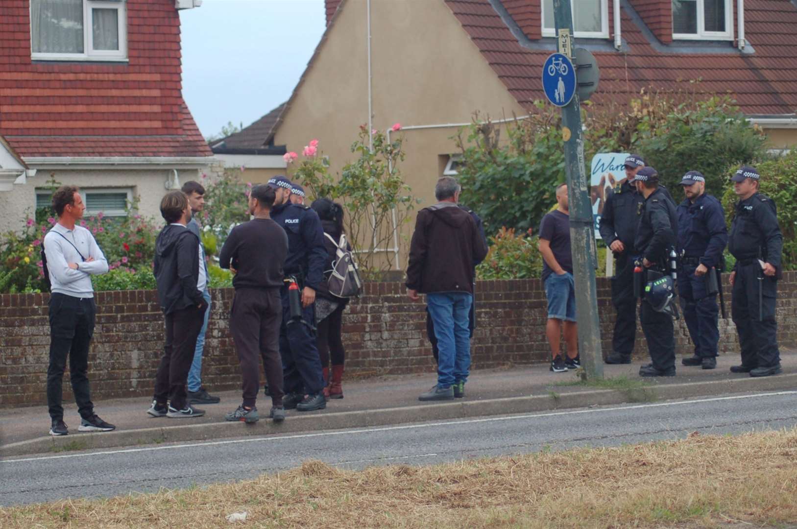 Police in Chatham where protesters gathered from Stand Up to Racism. Picture: Dean Volante