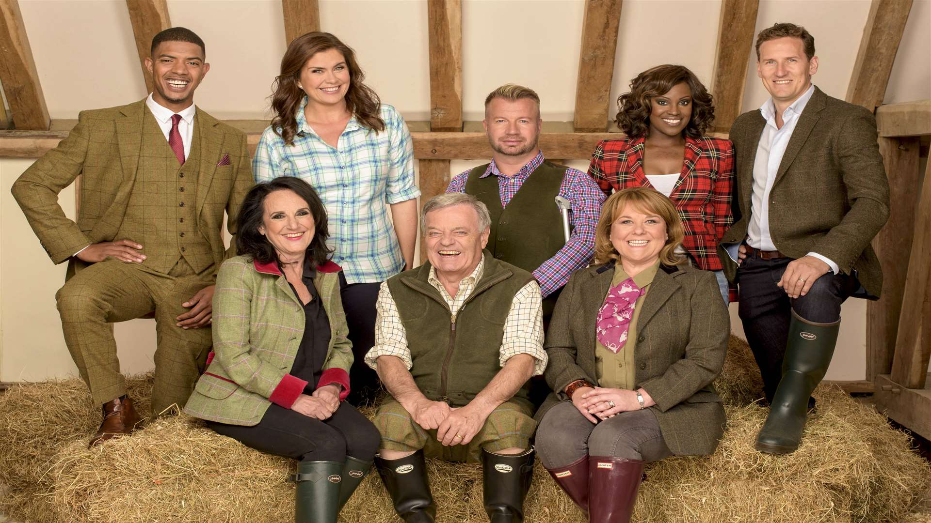 Lesley in ITV's Flockstars (front left) with DJ Tony Blackburn