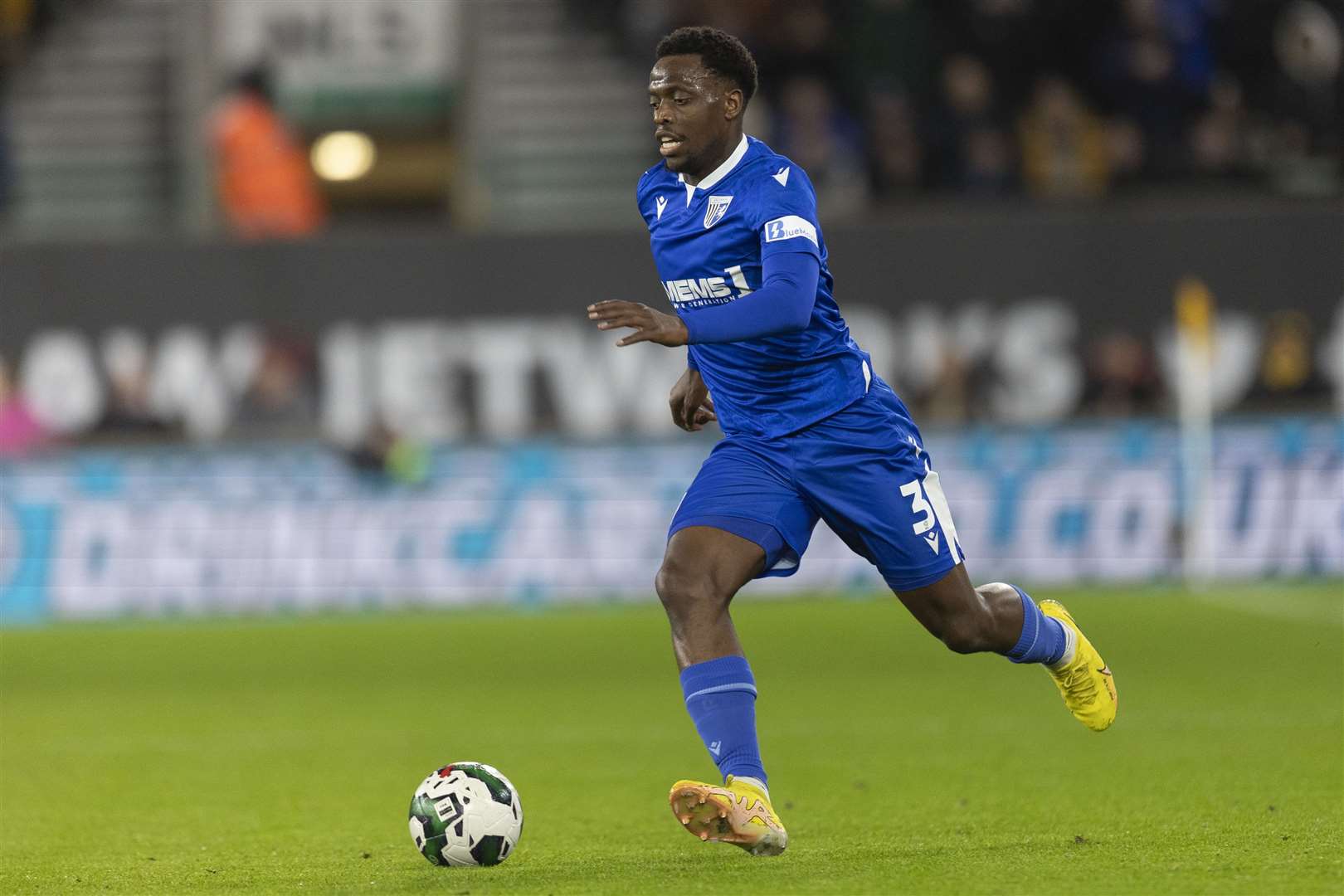 David Tutonda on the ball for Gillingham at Wolves in midweek