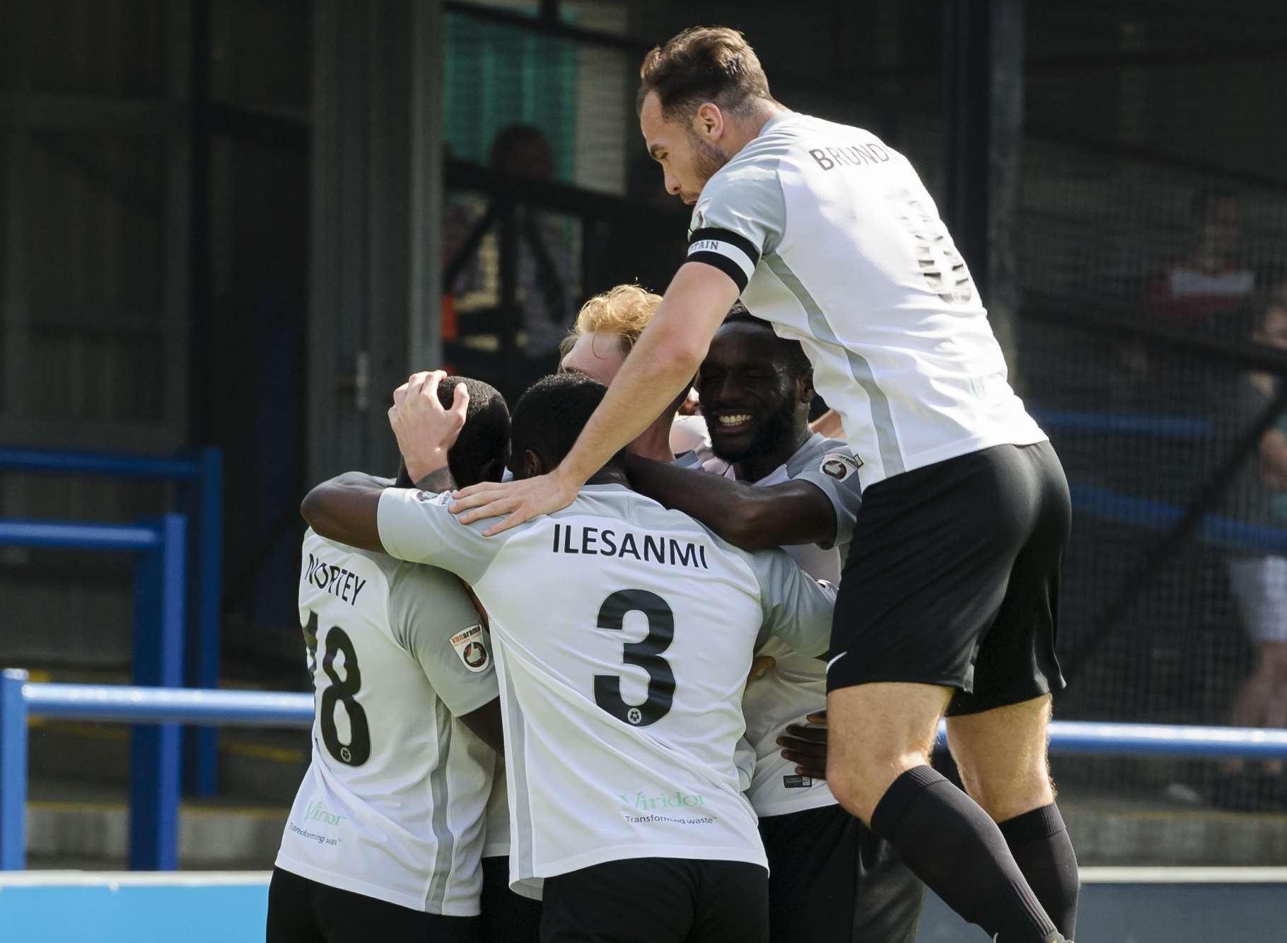 Dover celebrate Ryan Bird's goal against Ebbsfleet Picture: Andy Payton