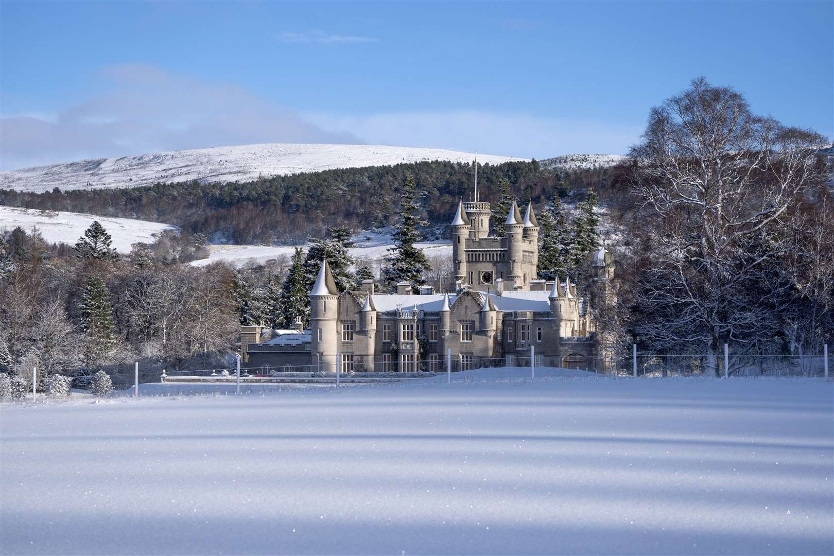 Balmoral Castle in Aberdeenshire has been covered in snow (Jane Barlow/PA)