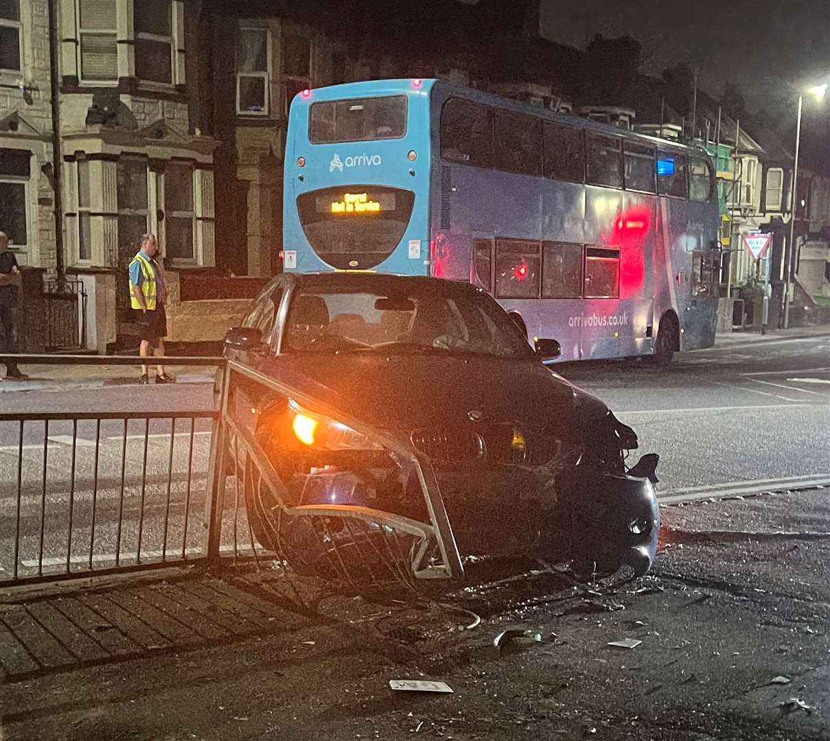 A driver reportedly left the scene after crashing in Canterbury Street, Gillingham, last night. Picture: Liv Hopkins