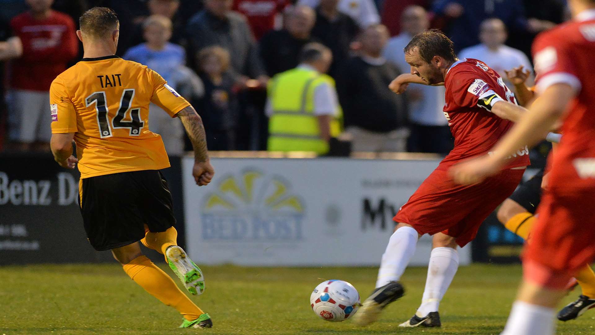 Lee Clarke fires Welling ahead against Cambridge Picture: Keith Gillard