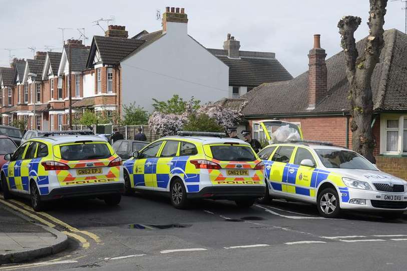 A large police presence in Herne Bay. Picture: Chris Davey