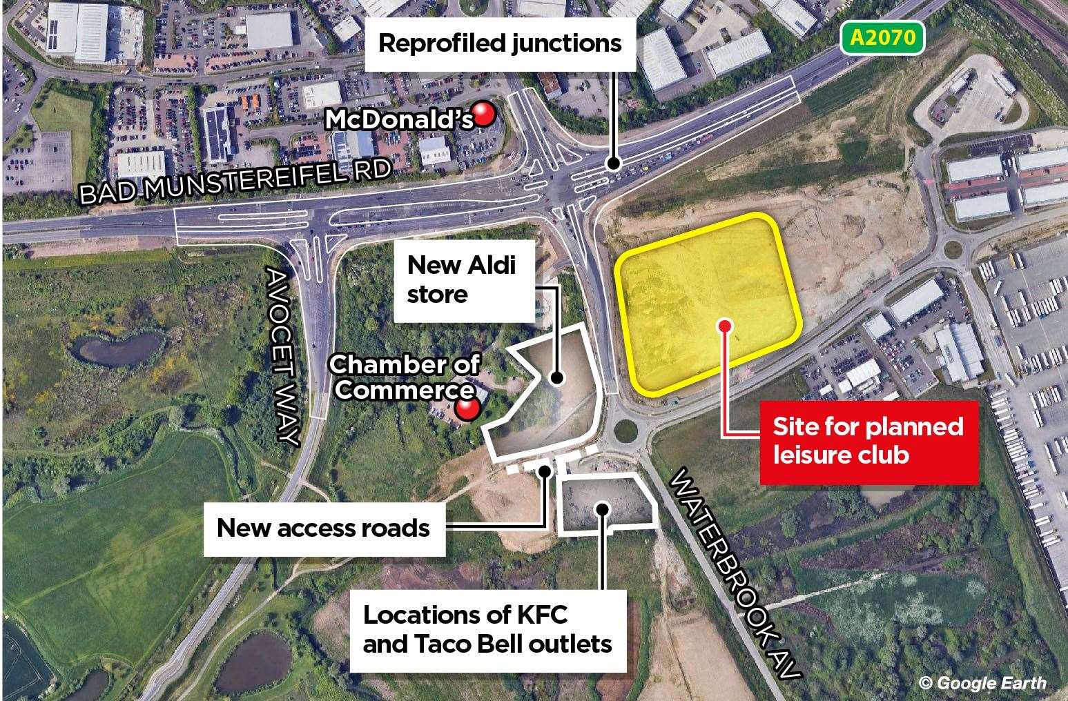 Where the David Lloyd club could be built on Waterbrook Park; a number of developments are planned for the area