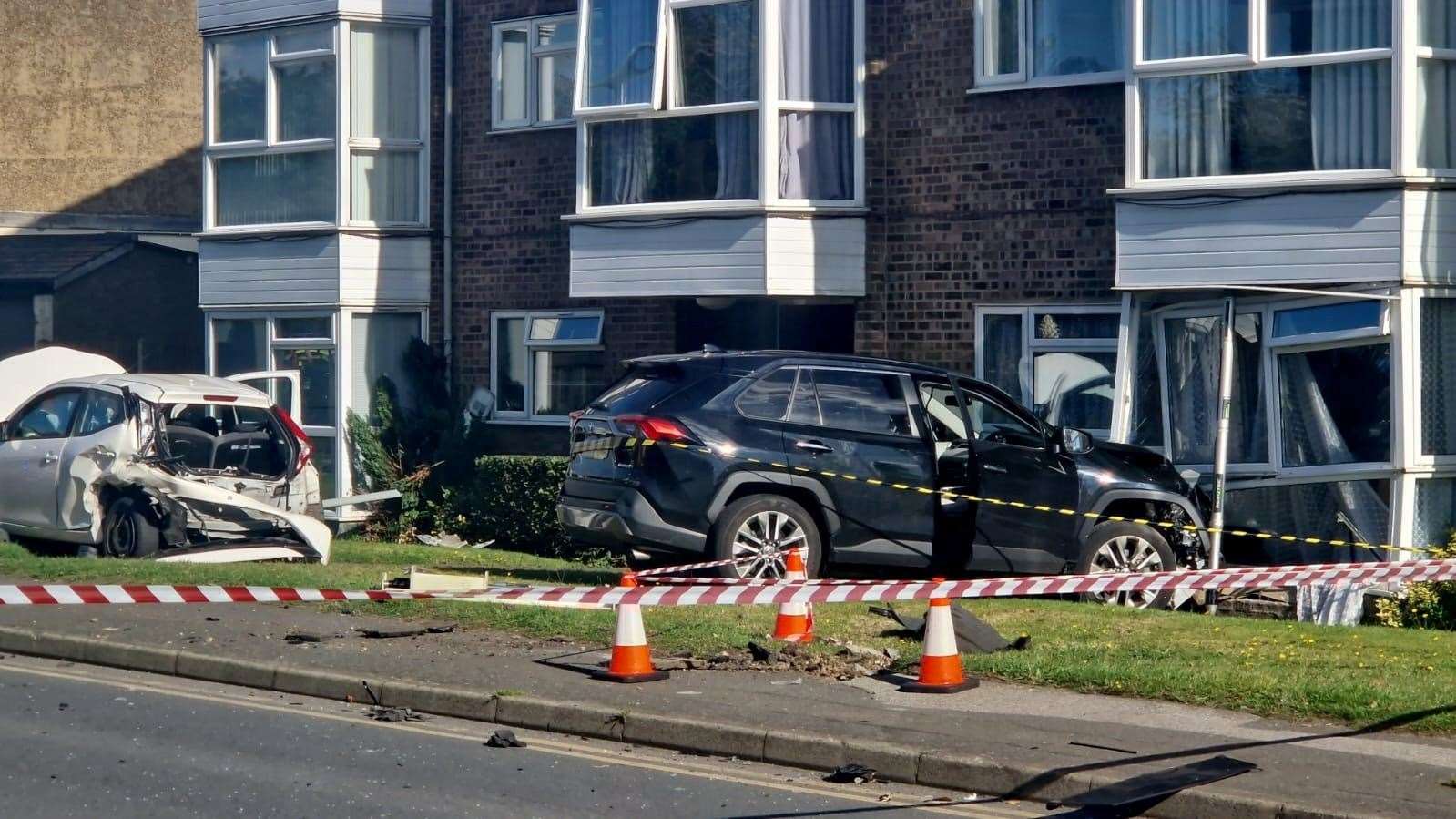 A car has smashed into the front of a house in Goldsel Road, Swanley. Picture: Alicja Drwięga