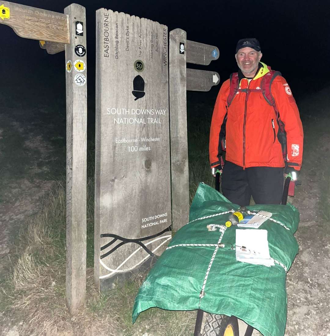 Maidstone gardener, Andrew Nuttall, has completed his journey across the South Downs Way. Picture: Andrew Nuttall