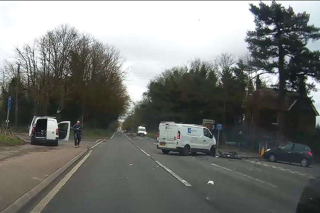 Dashcam footage from the scene shortly after the crash. Courtesy of the Crown Prosecution Service