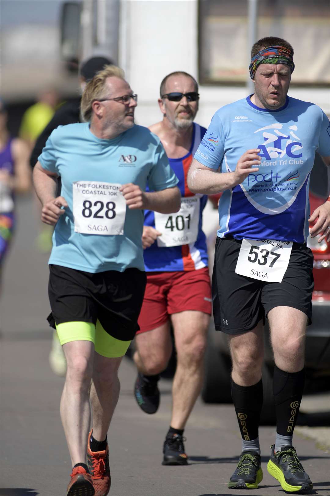 Trevor Sparkes (Ashford & District RRC), Andrew Smith (Saga) and Max Ransley (Ashford Tri Club) Picture: Barry Goodwin