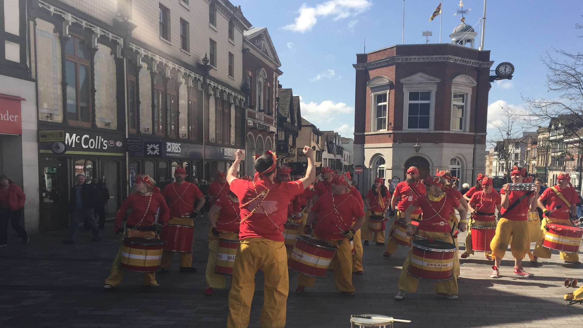 Bloco Fogo kept shoppers entertained in Maidstone's Jubilee Square today.