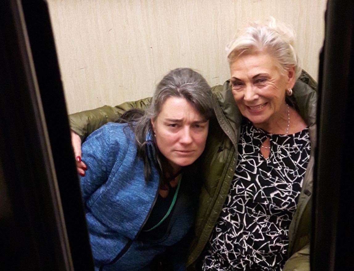 Cllrs Monique Bonney, left, and June Garrad had to be rescued by firemen after becoming trapped in a lift at Swale House in December 2017