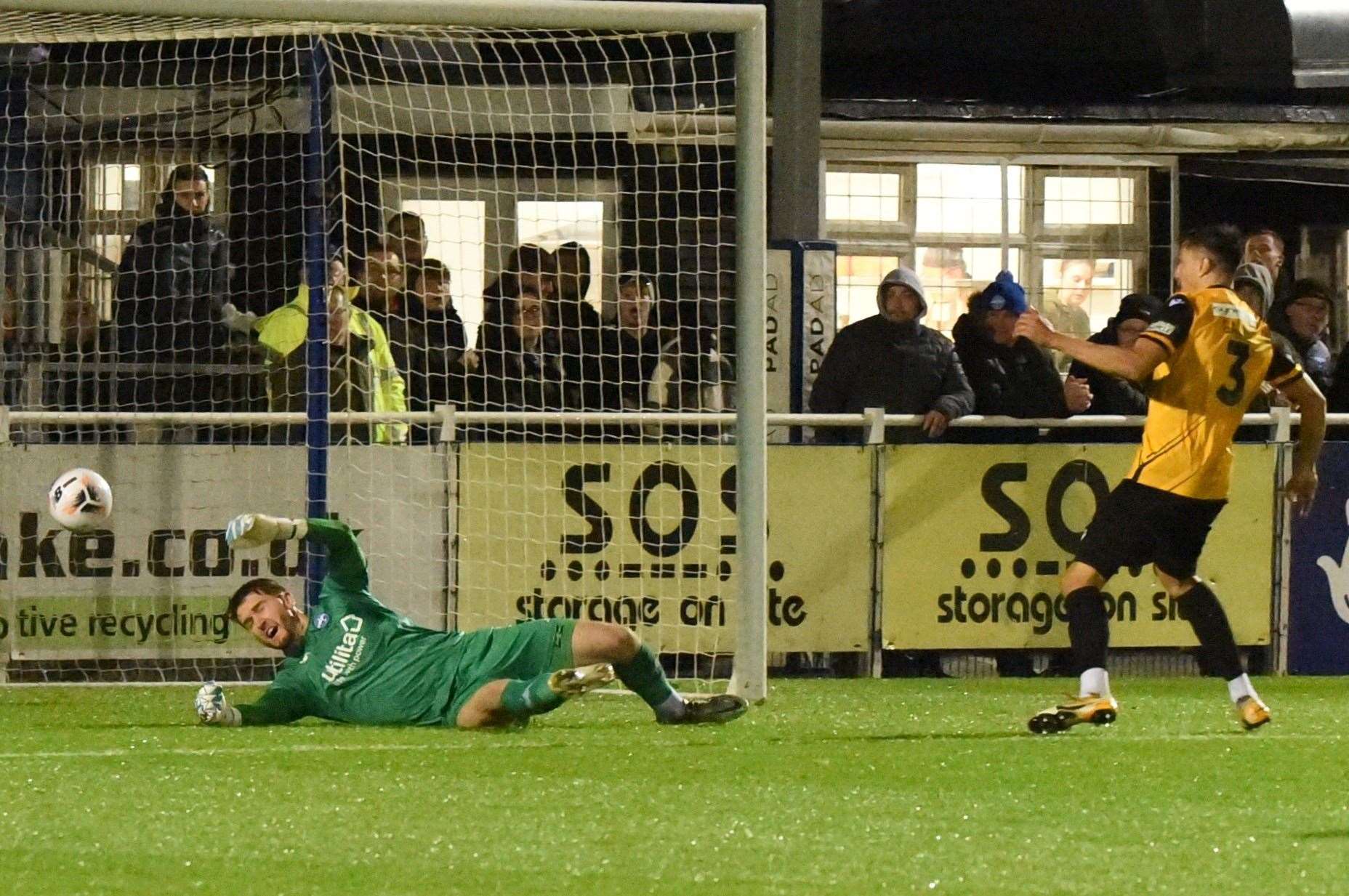 Ryan Galvin makes it 1-1. Picture: Steve Terrell