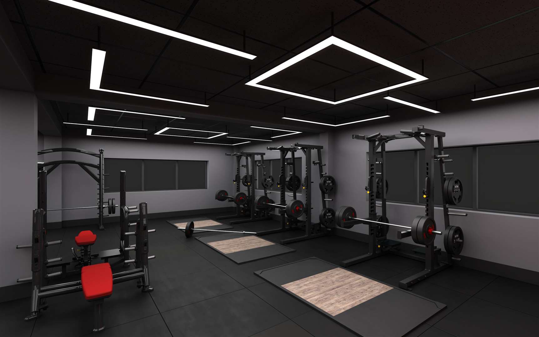 The new gym will feature three Olympic lifting platforms and a range of plate-loaded strength machines