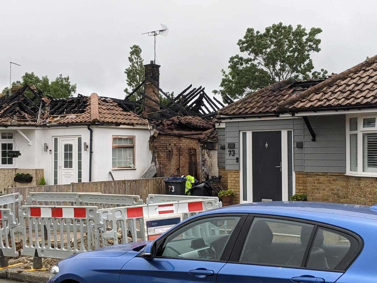 The damage following the fire in Seafield Road, Tankerton