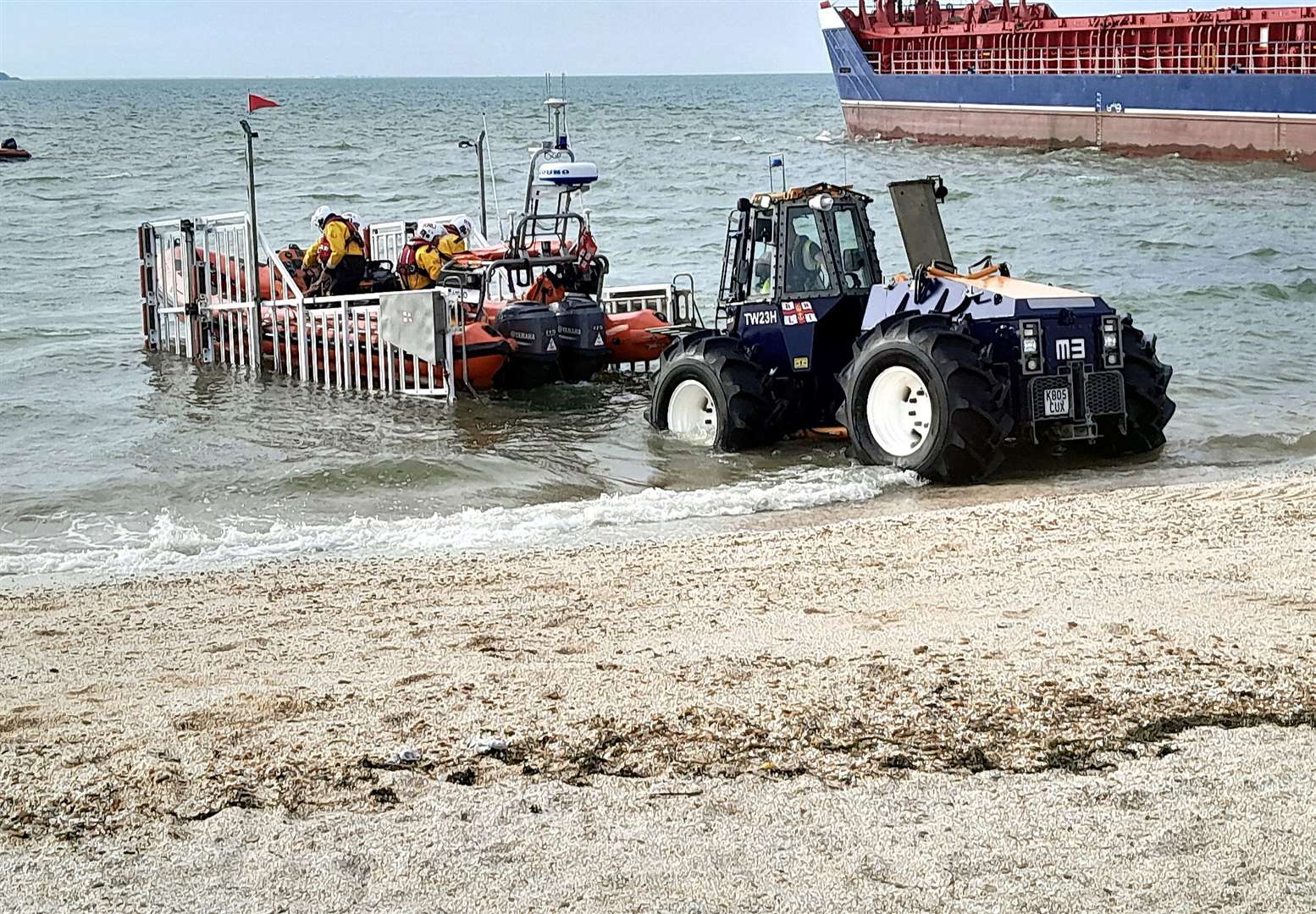 A family of five were rescued by the RNLI after they got stuck by Warden Point, Sheppey. Picture: RNLI/Chris Davey