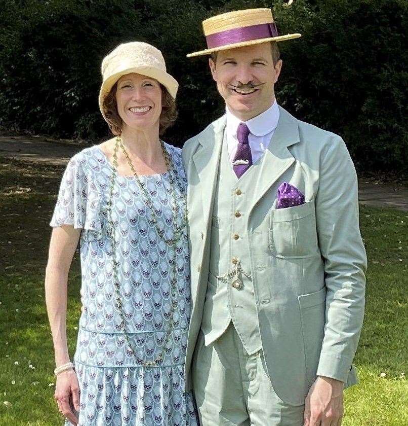 Tom Carradine and wife Fay in their vintage clothing. Photo: SWNS/Tom Carradine