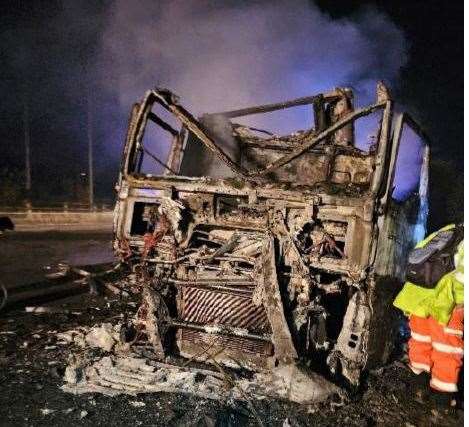 The aftermath of the lorry fire on the M2. Picture: National Highways