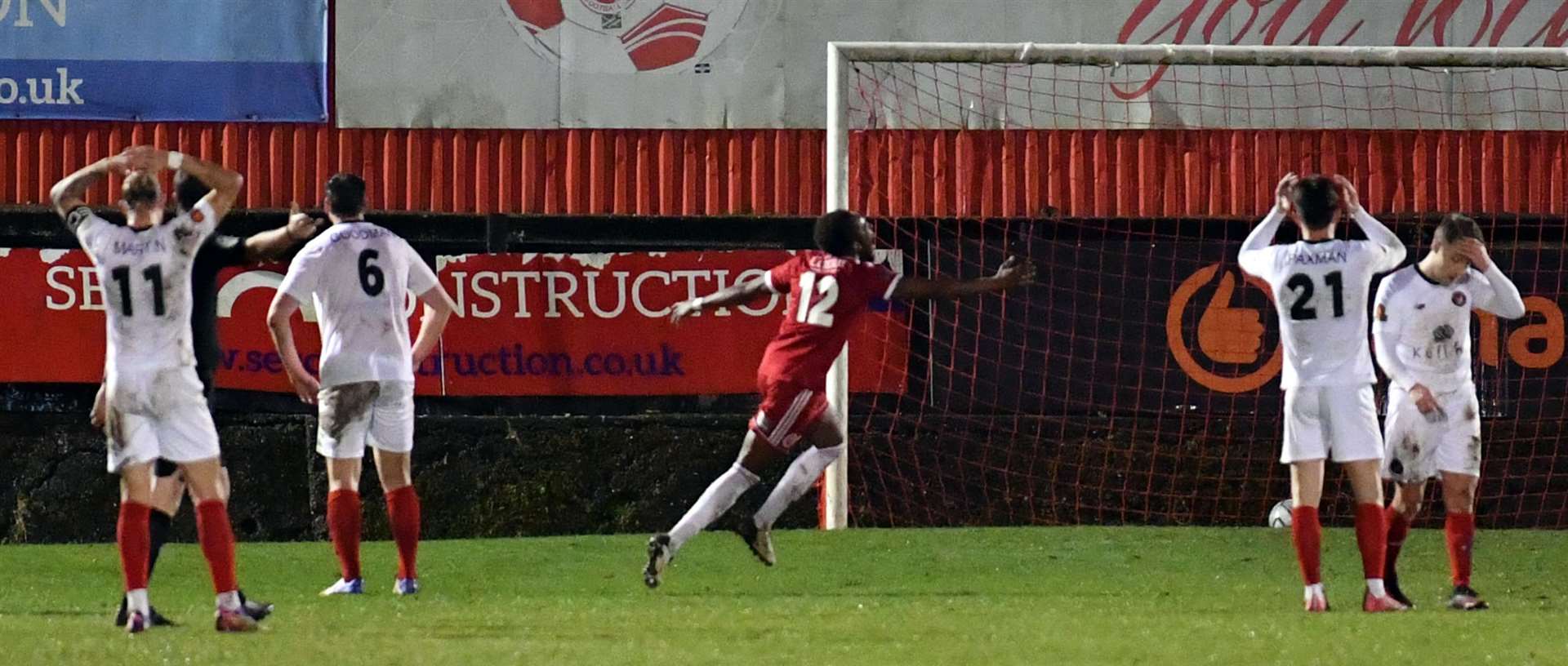 Kristian Campbell celebrates scoring the winner for Welling. Picture: Keith Gillard