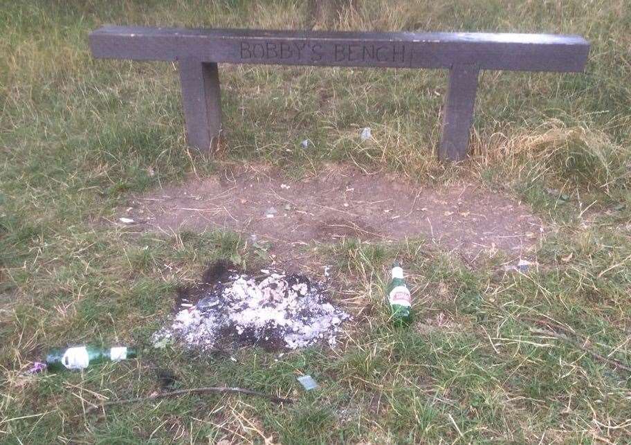 Yobs left a fire behind at Duncan Down in Whitstable. Picture: Ashley Clark