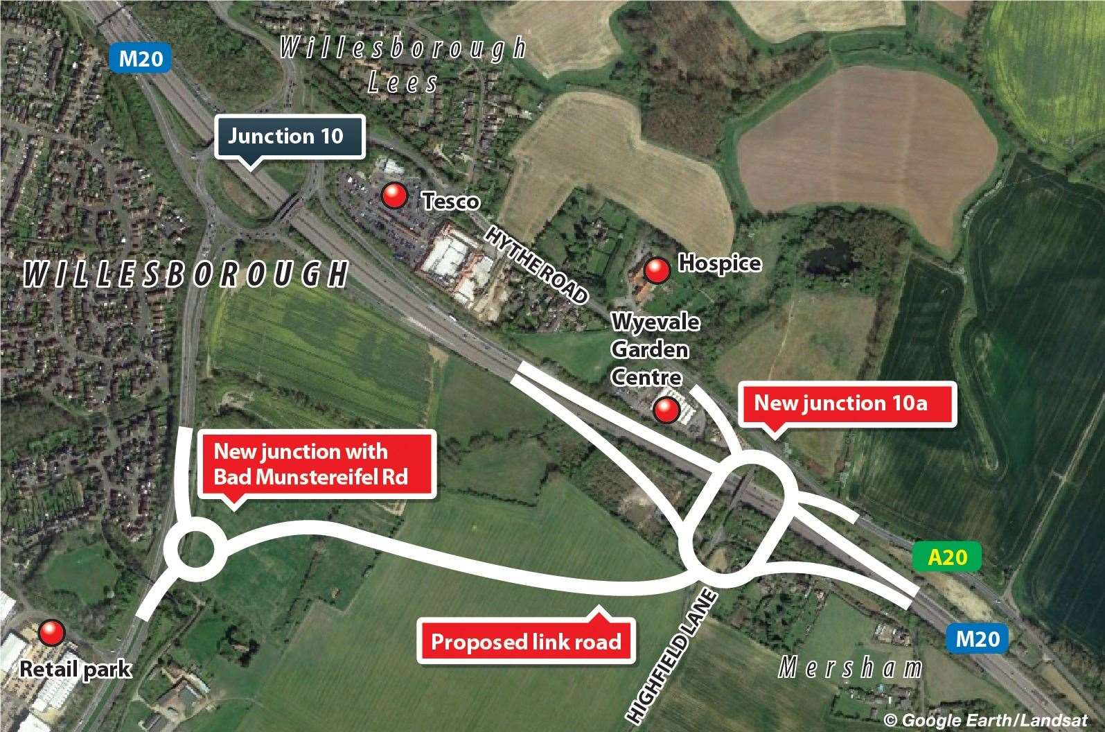 How the new junction will look, with the graphic showing where the former Wyevale Garden Centre once stood