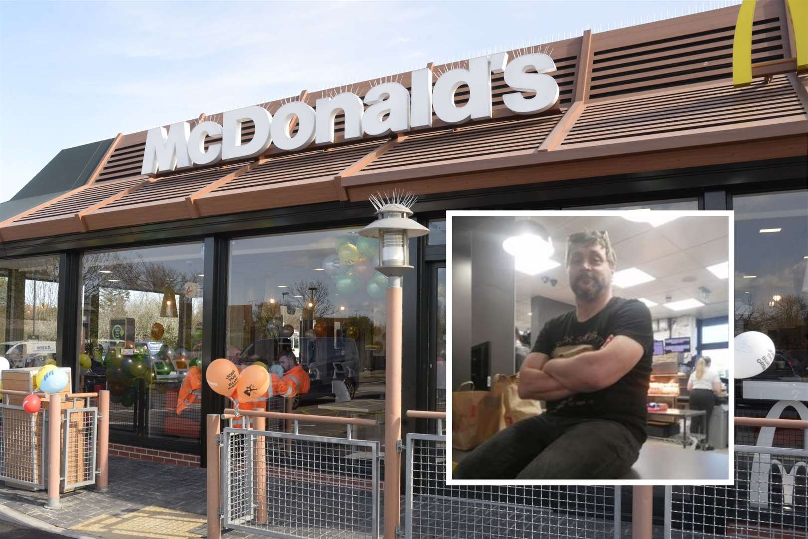 David Shepherd staged a protest on the counter of the McDonald's in Whitstable last night. Photo: David Shepherd