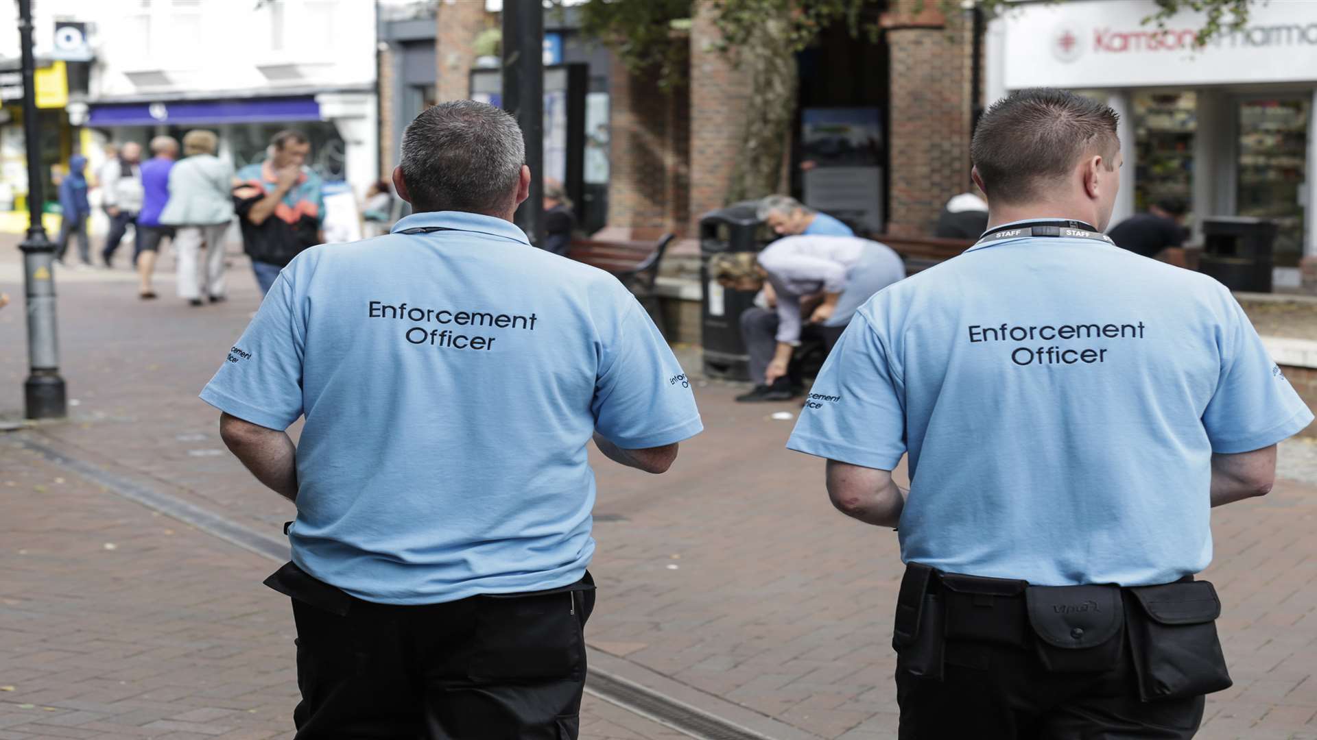 The litter wardens in Ashford High Street