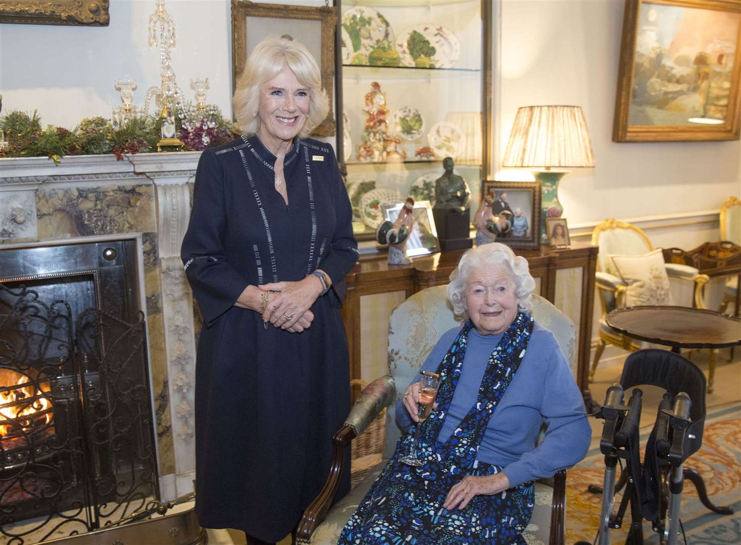 June Spencer, who played matriarch Peggy Woolley in BBC Radio 4’s The Archers, with Queen Camilla (then the Duchess of Cornwall) during a reception for The Archers, celebrating 70 years of broadcasting, at Clarence House in London (Ian Jones/BBC)