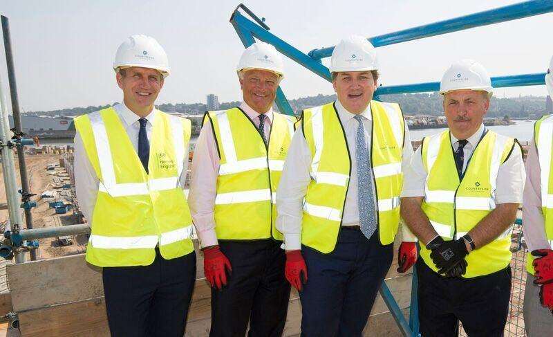 Left to right - Paul Kitson of Homes England, Graham Cherry, chief executive of Countryside Partnerships South; housing minister Kit Malthouse, and Medway Council leader Alan Jarrett (3297298)