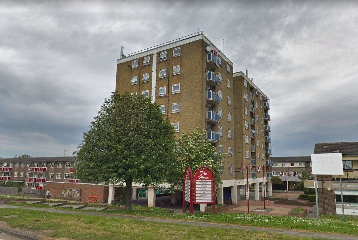 Around a hundred boxes and other household waste was found fly tipped was found at The Hive. Image: Google Maps