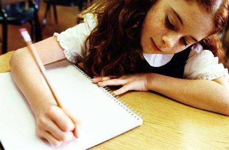 Girl studying in school