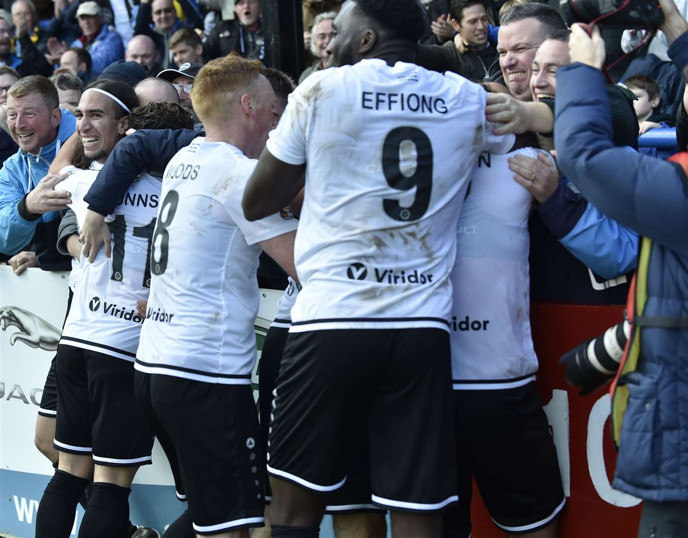 Dover celebrate Ruel Sotiriou's FA Cup winner against Southend Picture: Tony Flashman