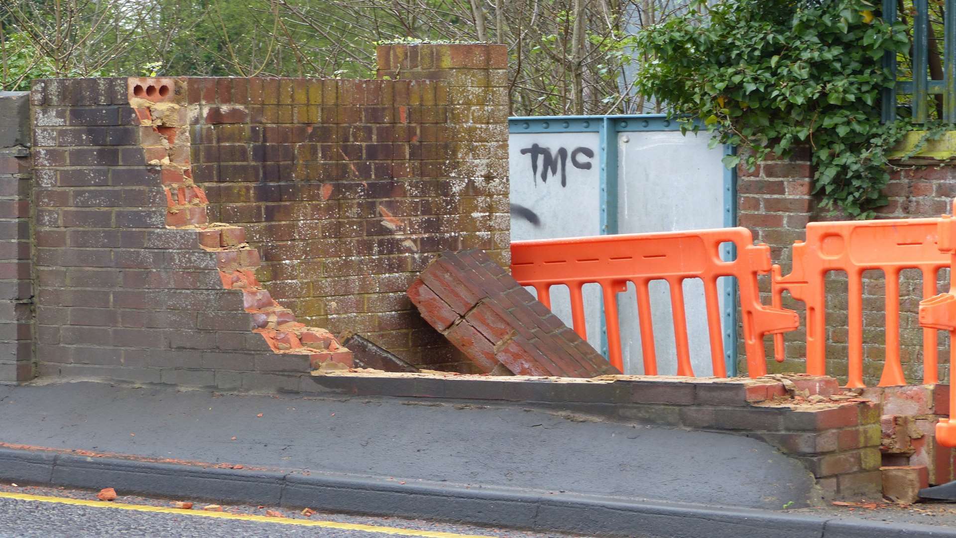 The railway bridge has been badly damaged