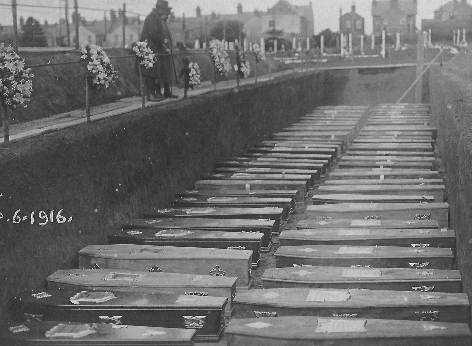 The mass grave for those killed.