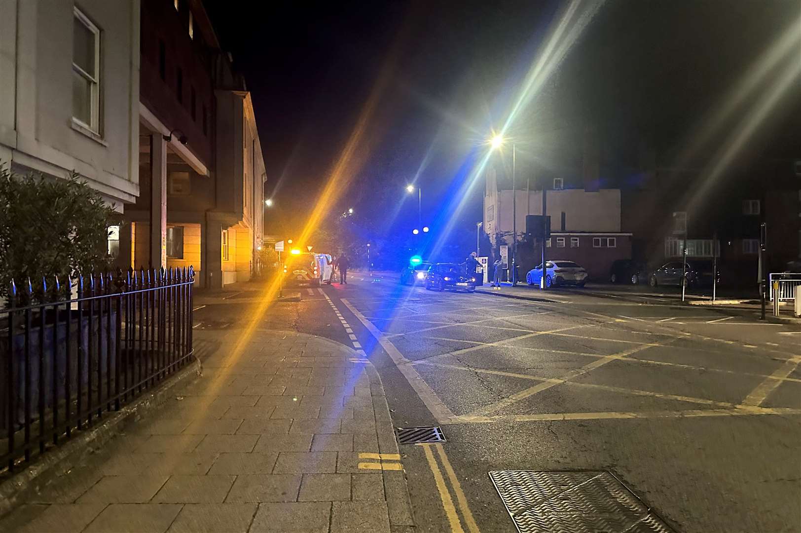 Police pictured outside the Whitefriars car park in Canterbury on Thursday night