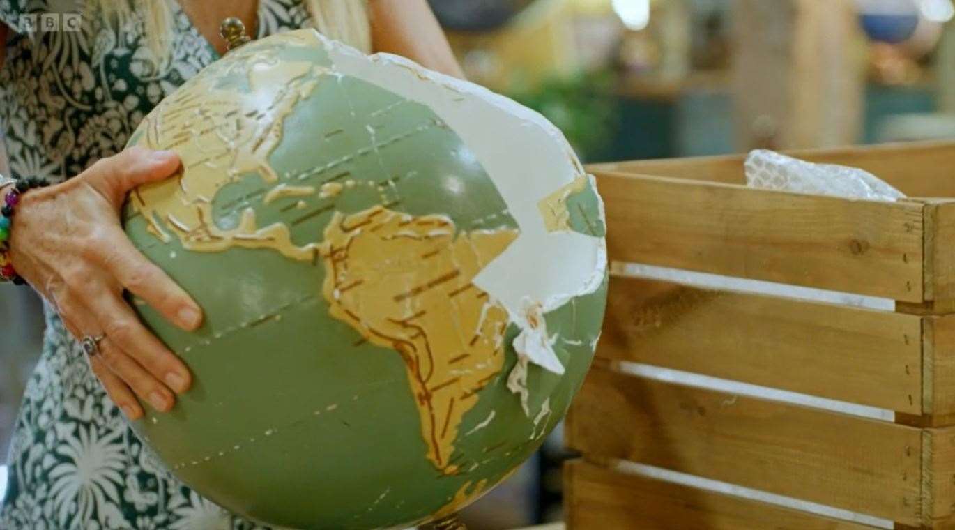 Before: the late Sheppey physiotherapist Harry Kennett's broken globe for the blind was taken to the BBC TV programme The Repair Shop by his daughter Klare. Picture: Ricochet/BBC