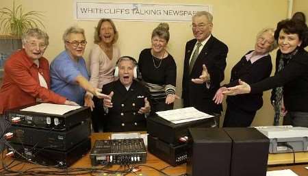 Sir Norman records his message. Picture: TERRY SCOTT