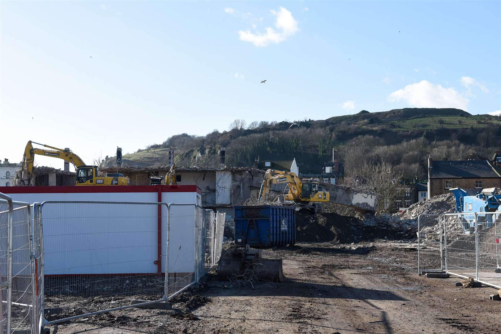 Dover's skyline has since been restored as the 12-storey office block, Burlington House, was finally torn down