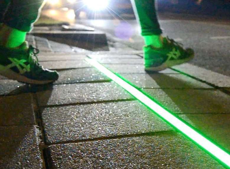 Warning lights set in pavements