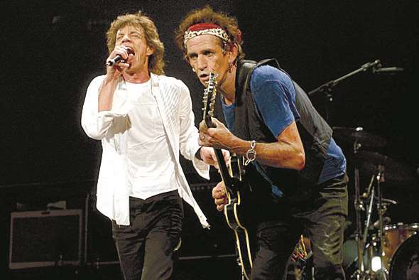 Mick Jagger and Keith Richards live in action