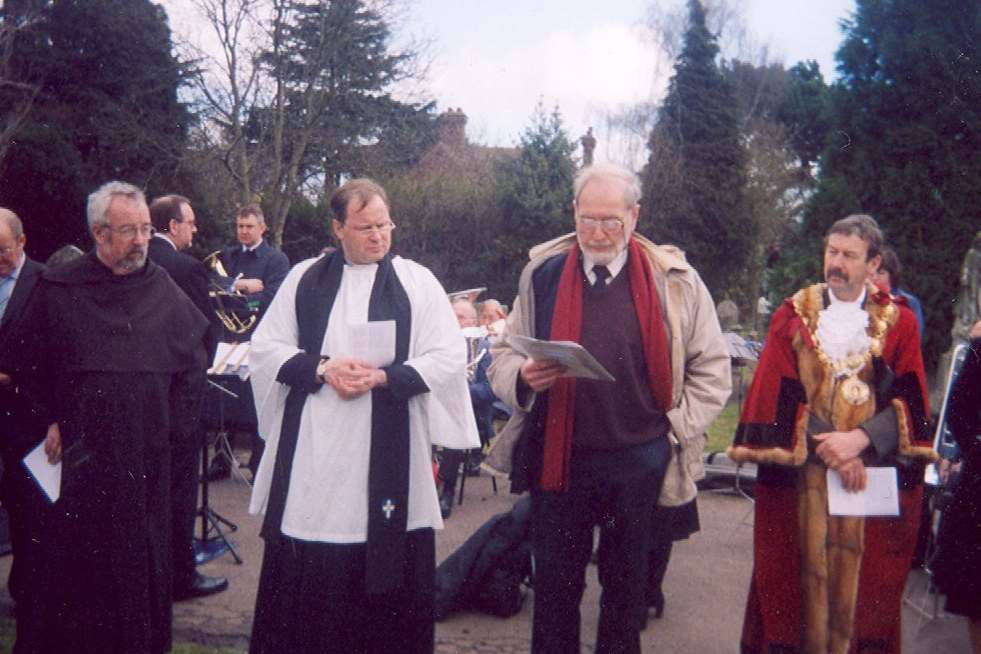 Arthur with former mayor of Faversham and Reverend Tony Oehring at the memorial service to mark the 90th anniversary of the great explosion at Uplees.